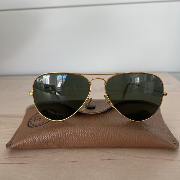 Vintage 1990’s B&L LO205 Ray Ban USA Aviator Sunglasses Gold Plate and Case - Picture 2 of 16